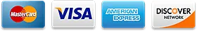 Mastercard, Visa, American Express and Discover accepted